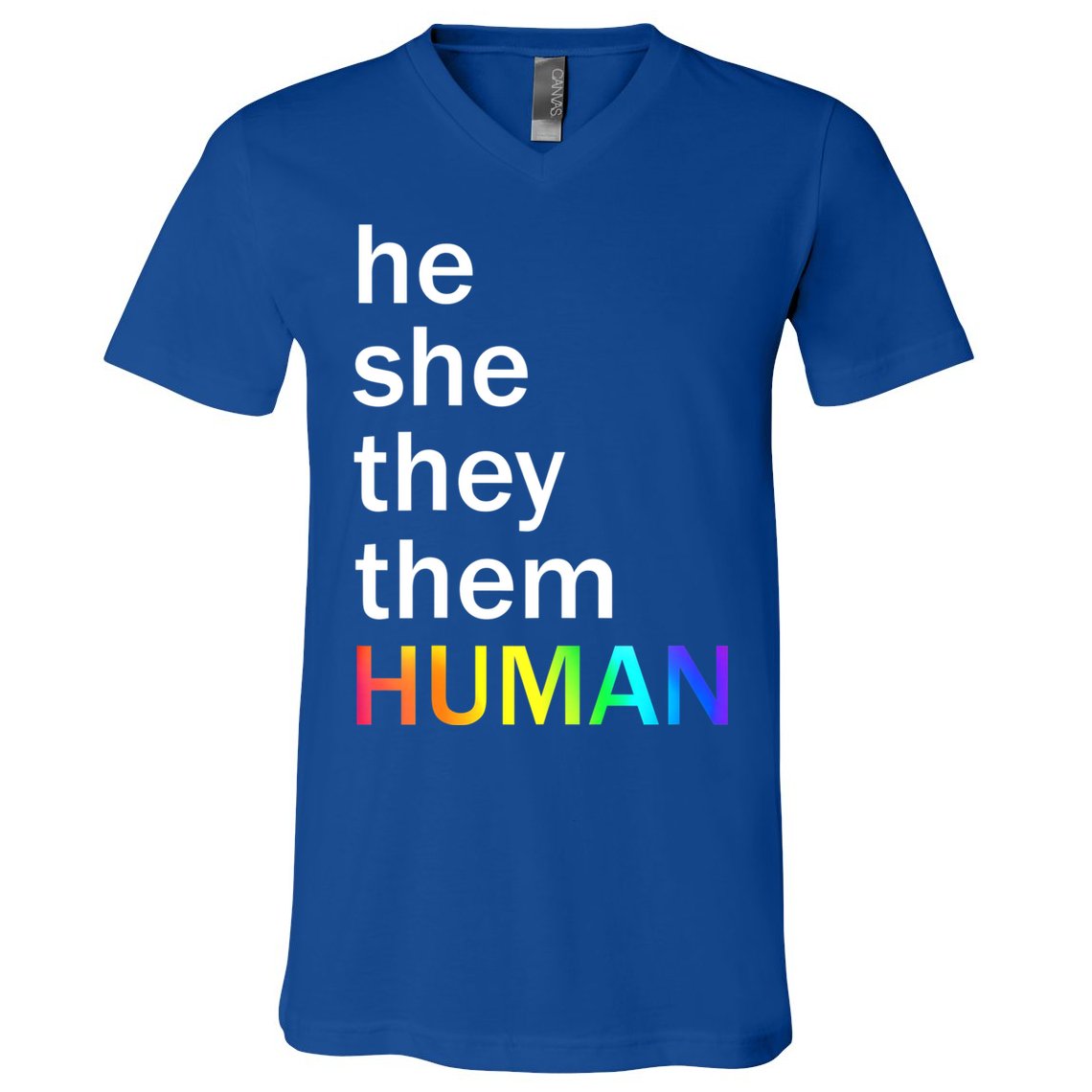 He She They Them Human LGBTQ Pride V-Neck T-Shirt