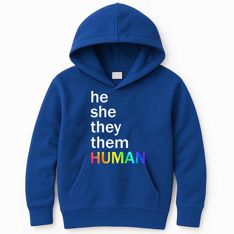 He She They Them Human LGBTQ Pride Kids Hoodie