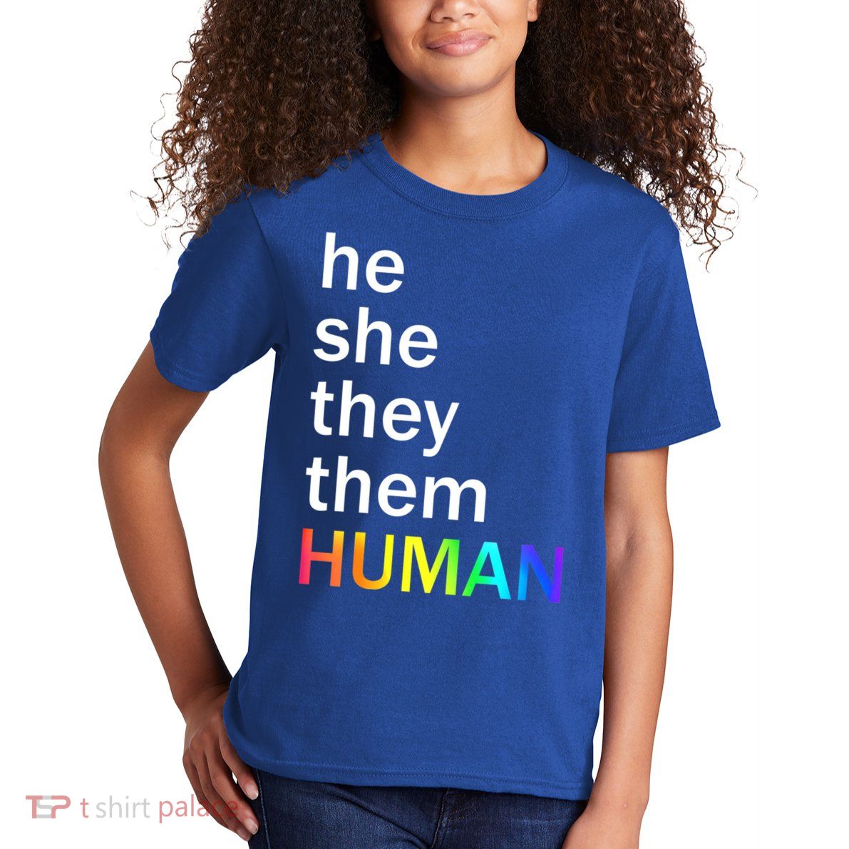He She They Them Human LGBTQ Pride Kids T-Shirt