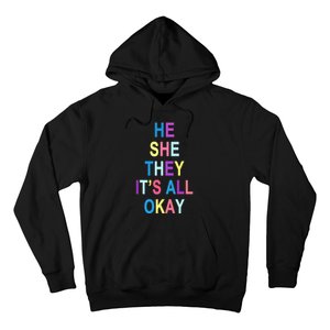 He She They It's All Okay' Graphic Tee  Hoodie