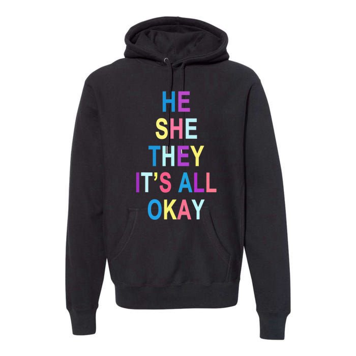 He She They It's All Okay' Graphic Tee  Premium Hoodie