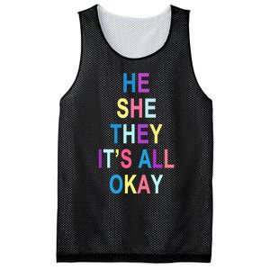 He She They It's All Okay' Graphic Tee  Mesh Reversible Basketball Jersey Tank