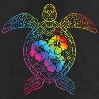 Hawaiian Sea Turtle Tropical Hibiscus Ocean Animal Hawaii 7 Panel Mesh Trucker Snapback Hat
