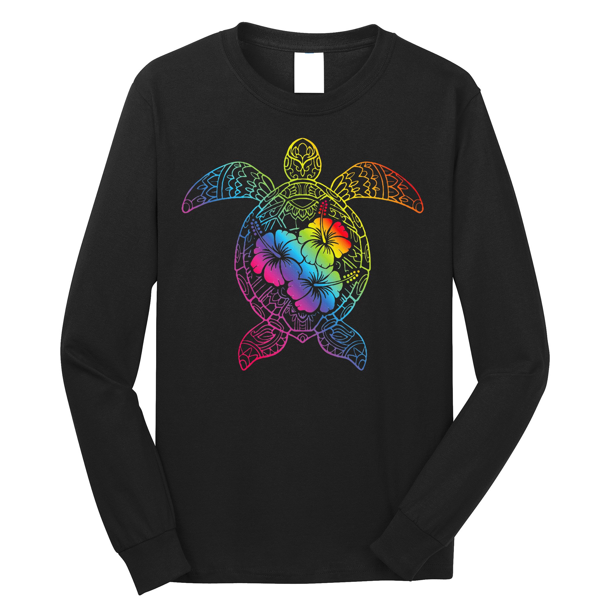 Hawaiian Sea Turtle Tropical Hibiscus Ocean Animal Hawaii Long Sleeve Shirt