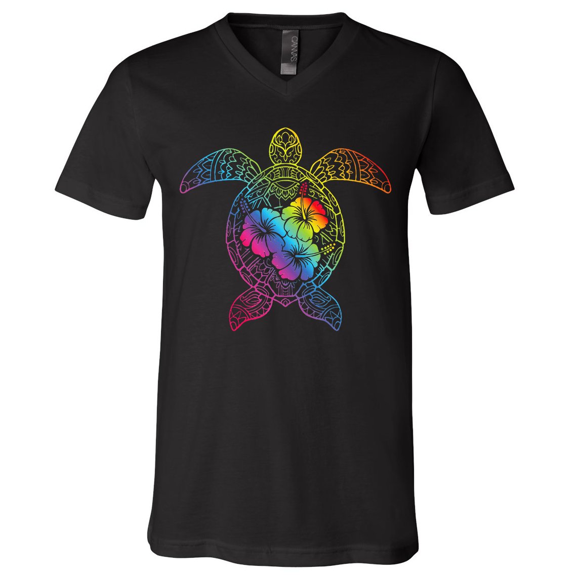 Hawaiian Sea Turtle Tropical Hibiscus Ocean Animal Hawaii V-Neck T-Shirt