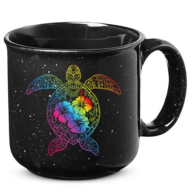 Hawaiian Sea Turtle Tropical Hibiscus Ocean Animal Hawaii 15oz Campfire Ceramic Mug