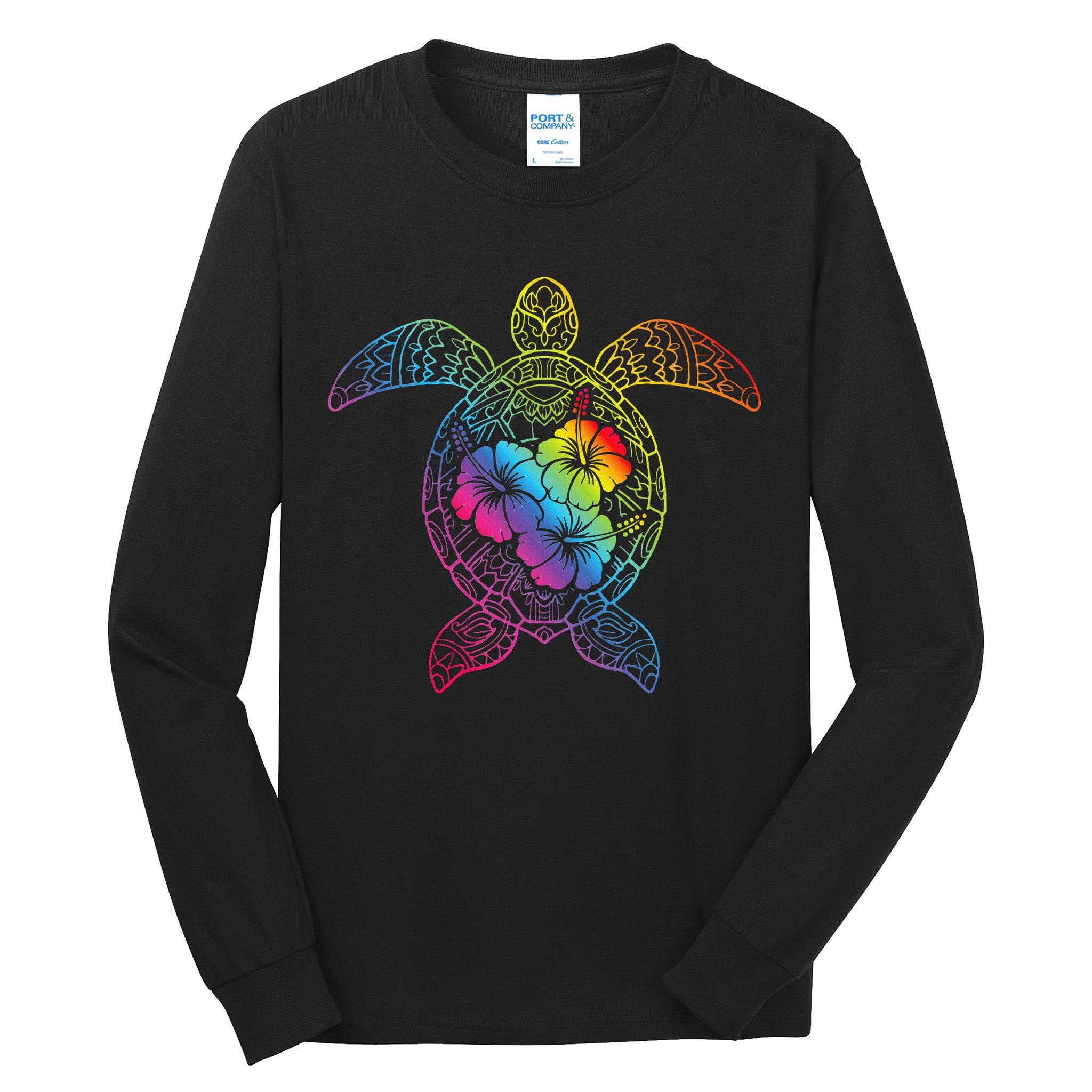 Hawaiian Sea Turtle Tropical Hibiscus Ocean Animal Hawaii Tall Long Sleeve T-Shirt