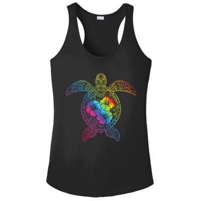 Hawaiian Sea Turtle Tropical Hibiscus Ocean Animal Hawaii Ladies PosiCharge Competitor Racerback Tank