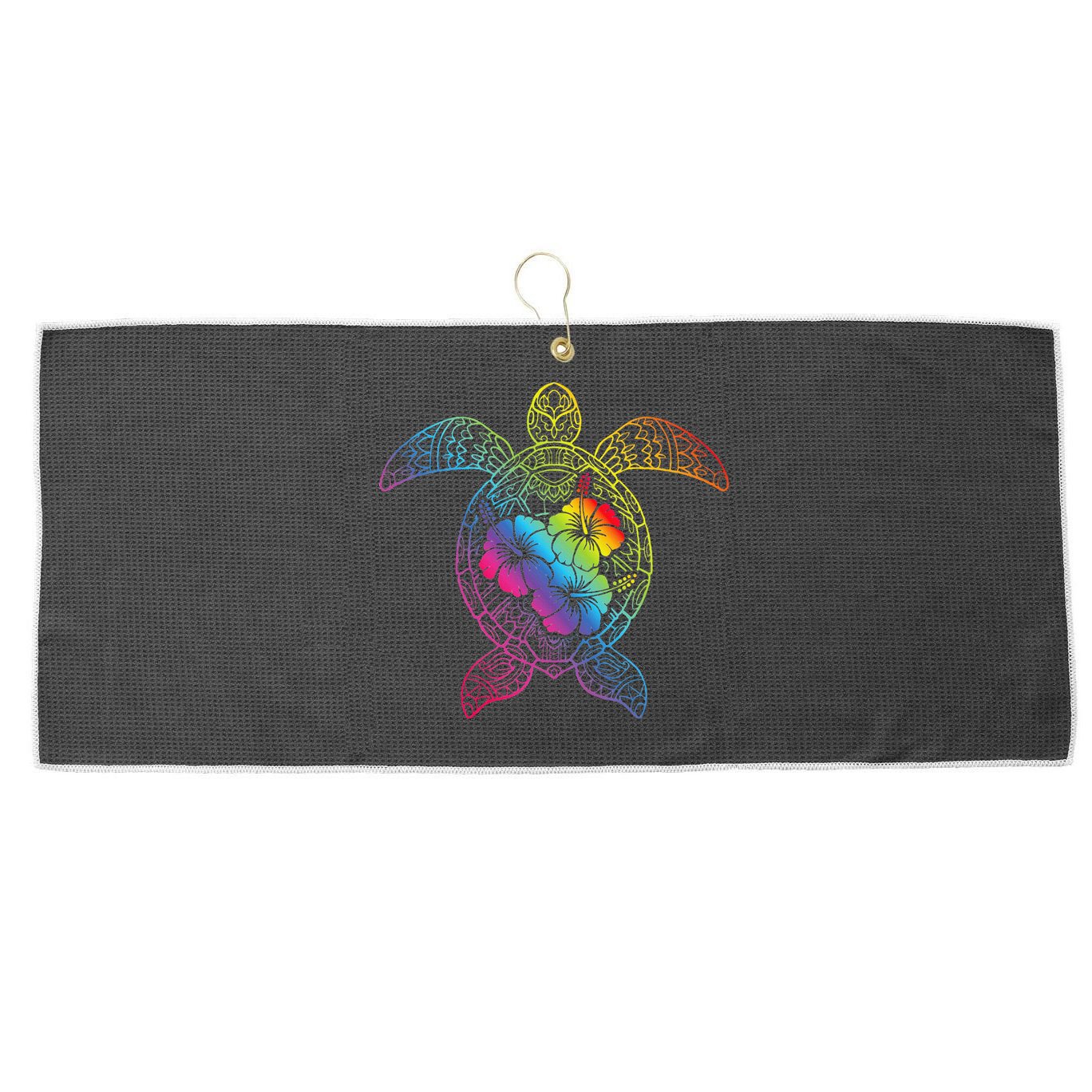 Hawaiian Sea Turtle Tropical Hibiscus Ocean Animal Hawaii Large Microfiber Waffle Golf Towel
