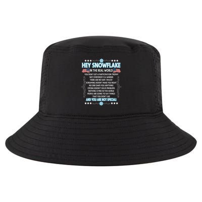 Hey Snowflake The Real World Funny Veteran Gift Cool Comfort Performance Bucket Hat