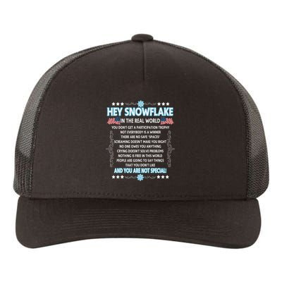 Hey Snowflake The Real World Funny Veteran Gift Yupoong Adult 5-Panel Trucker Hat
