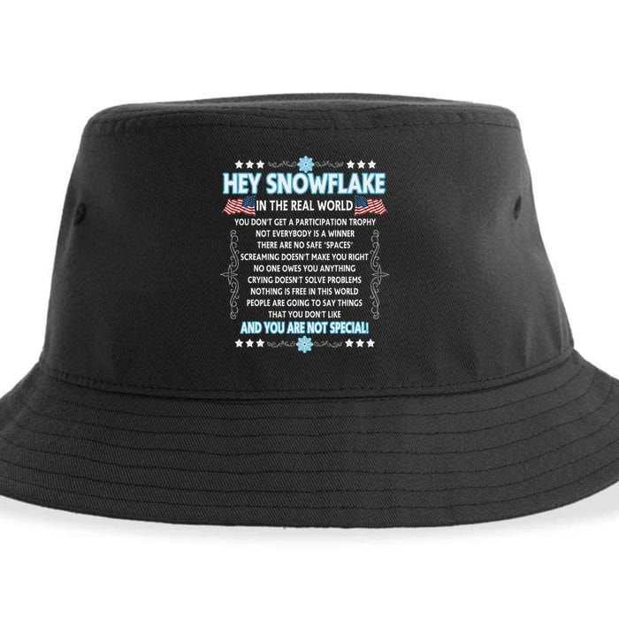 Hey Snowflake The Real World Funny Veteran Gift Sustainable Bucket Hat