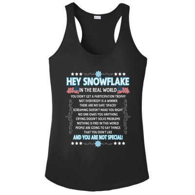 Hey Snowflake The Real World Funny Veteran Gift Ladies PosiCharge Competitor Racerback Tank
