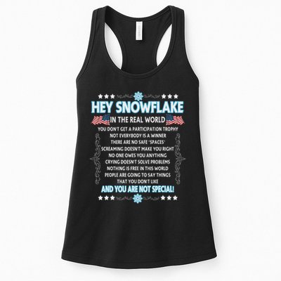 Hey Snowflake The Real World Funny Veteran Gift Womens Tank Top