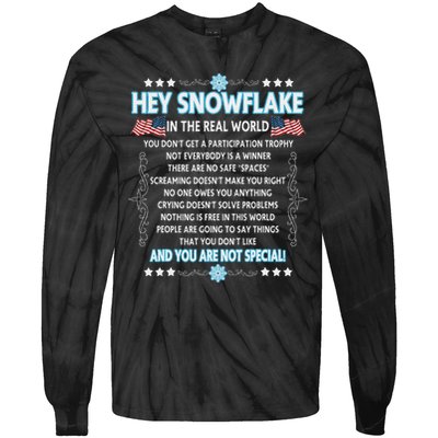 Hey Snowflake The Real World Funny Veteran Gift Tie-Dye Long Sleeve Shirt