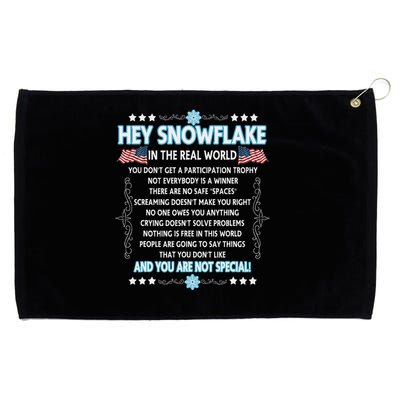 Hey Snowflake The Real World Funny Veteran Gift Grommeted Golf Towel