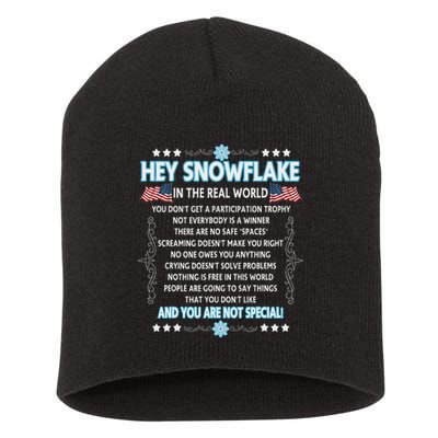 Hey Snowflake The Real World Funny Veteran Gift Short Acrylic Beanie