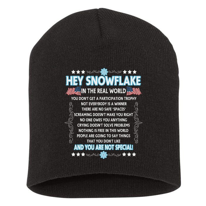 Hey Snowflake The Real World Funny Veteran Gift Short Acrylic Beanie