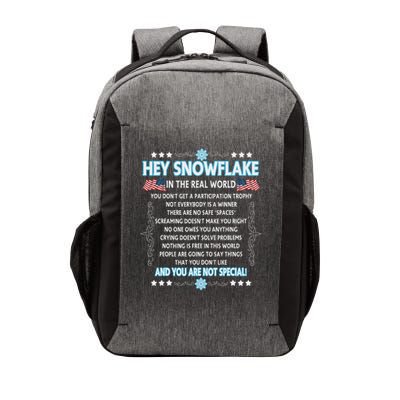 Hey Snowflake The Real World Funny Veteran Gift Vector Backpack