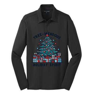 Holiday Spirit Treemendous Beautifully Decorated Christmas Silk Touch Performance Long Sleeve Polo