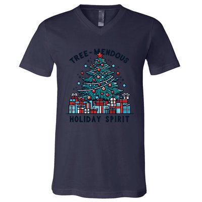 Holiday Spirit Treemendous Beautifully Decorated Christmas V-Neck T-Shirt