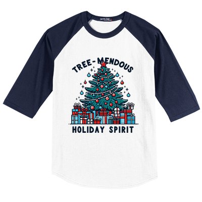 Holiday Spirit Treemendous Beautifully Decorated Christmas Baseball Sleeve Shirt