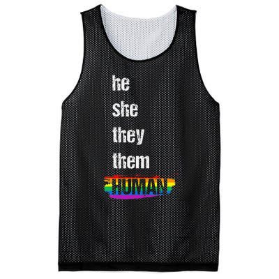 He She They Them Human LGBTQ Pride Rainbow Flag Pride Ally Mesh Reversible Basketball Jersey Tank