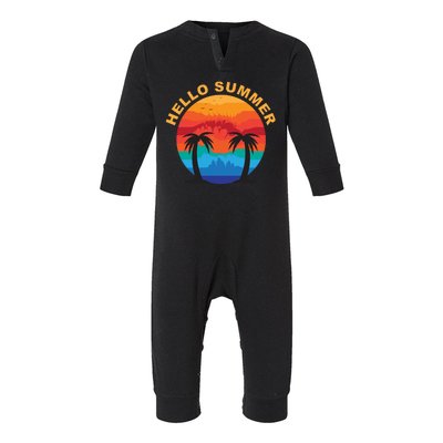 Hello Summer Tropical Sunset Beach Infant Fleece One Piece