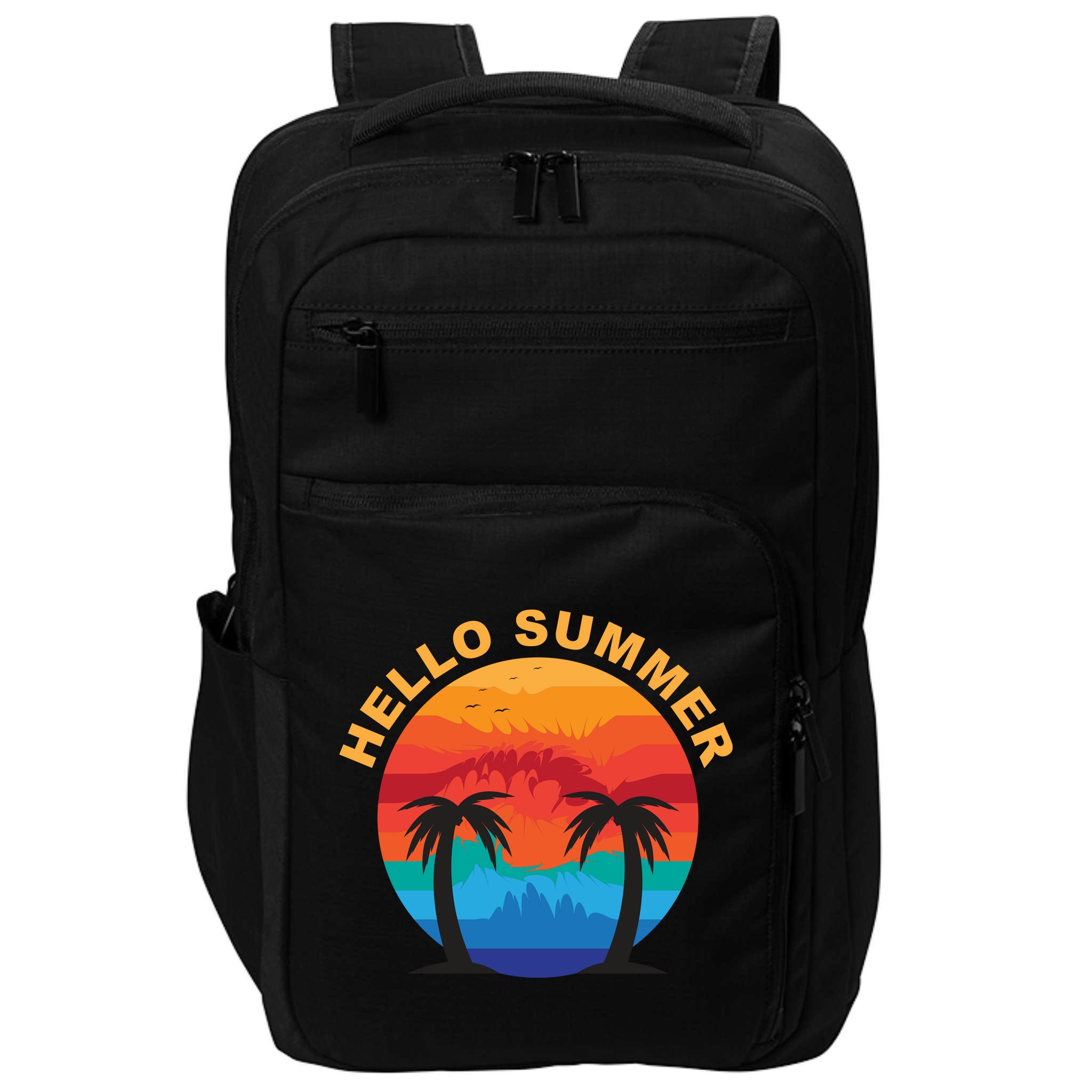 Hello Summer Tropical Sunset Beach Impact Tech Backpack