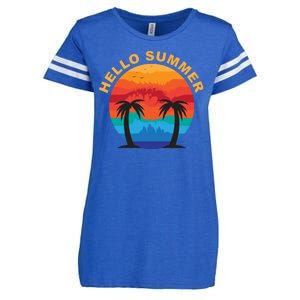 Hello Summer Tropical Sunset Beach Enza Ladies Jersey Football T-Shirt