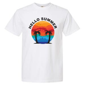 Hello Summer Tropical Sunset Beach Garment-Dyed Heavyweight T-Shirt