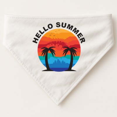 Hello Summer Tropical Sunset Beach USA-Made Doggie Bandana