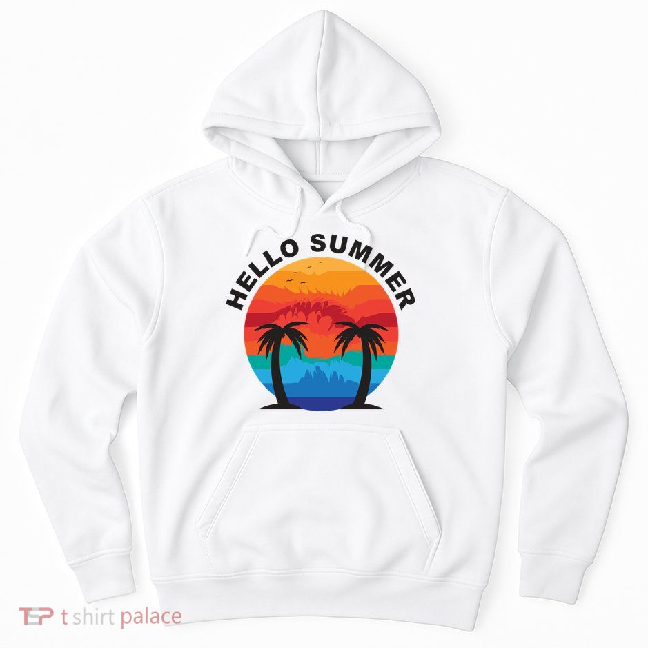 Hello Summer Tropical Sunset Beach Hoodie
