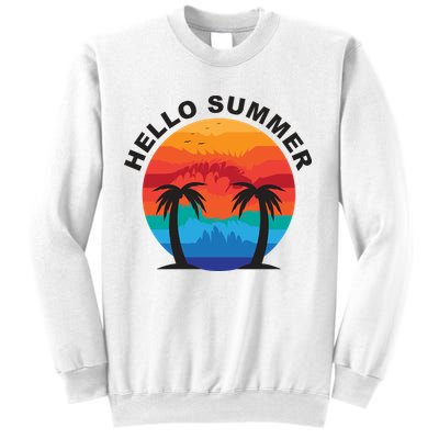 Hello Summer Tropical Sunset Beach Sweatshirt