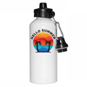 Hello Summer Tropical Sunset Beach Aluminum Water Bottle