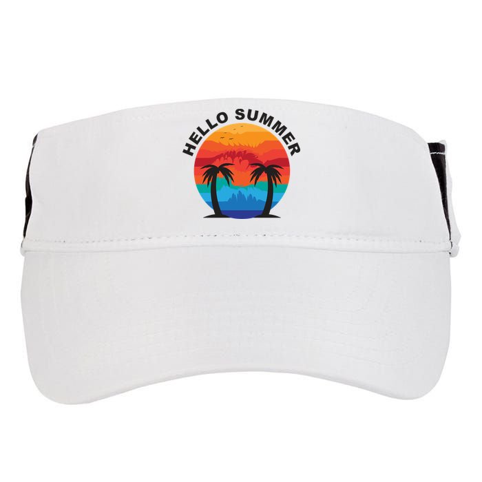 Hello Summer Tropical Sunset Beach Adult Drive Performance Visor