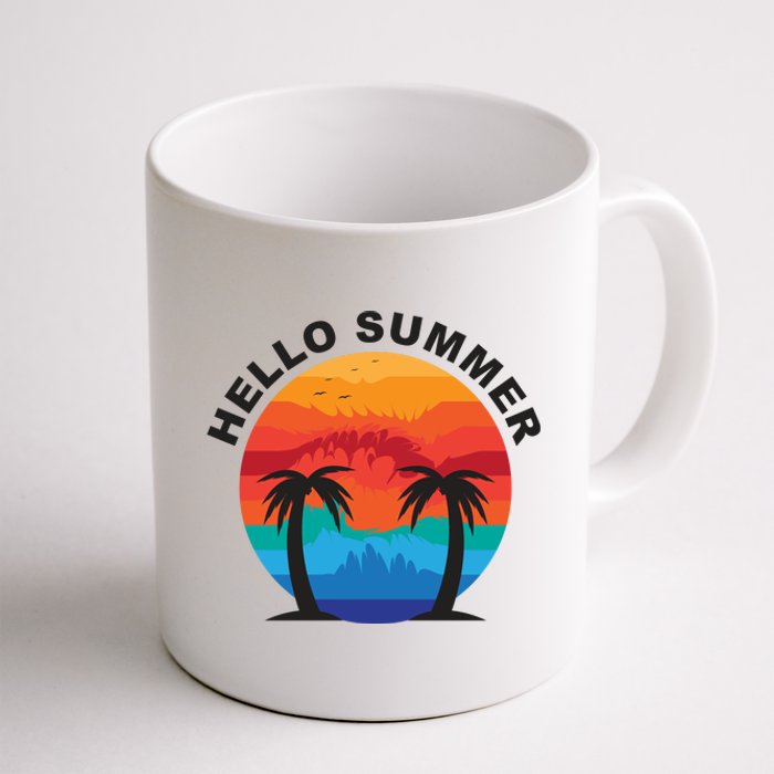 Hello Summer Tropical Sunset Beach Coffee Mug