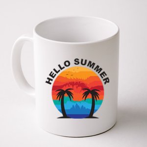 Hello Summer Tropical Sunset Beach Coffee Mug