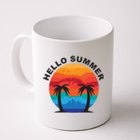 Hello Summer Tropical Sunset Beach Coffee Mug