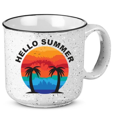 Hello Summer Tropical Sunset Beach 15oz Campfire Ceramic Mug