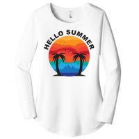 Hello Summer Tropical Sunset Beach Women's Perfect Tri Tunic Long Sleeve Shirt