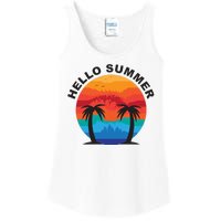 Hello Summer Tropical Sunset Beach Ladies Essential Tank