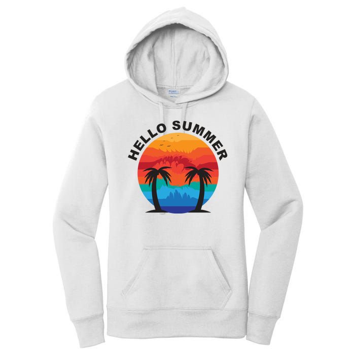 Hello Summer Tropical Sunset Beach Women's Pullover Hoodie