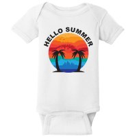 Hello Summer Tropical Sunset Beach Baby Bodysuit