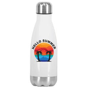 Hello Summer Tropical Sunset Beach Stainless Steel Insulated Water Bottle