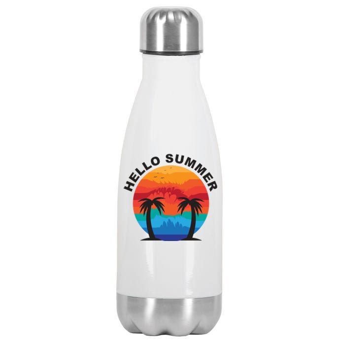 Hello Summer Tropical Sunset Beach Stainless Steel Insulated Water Bottle