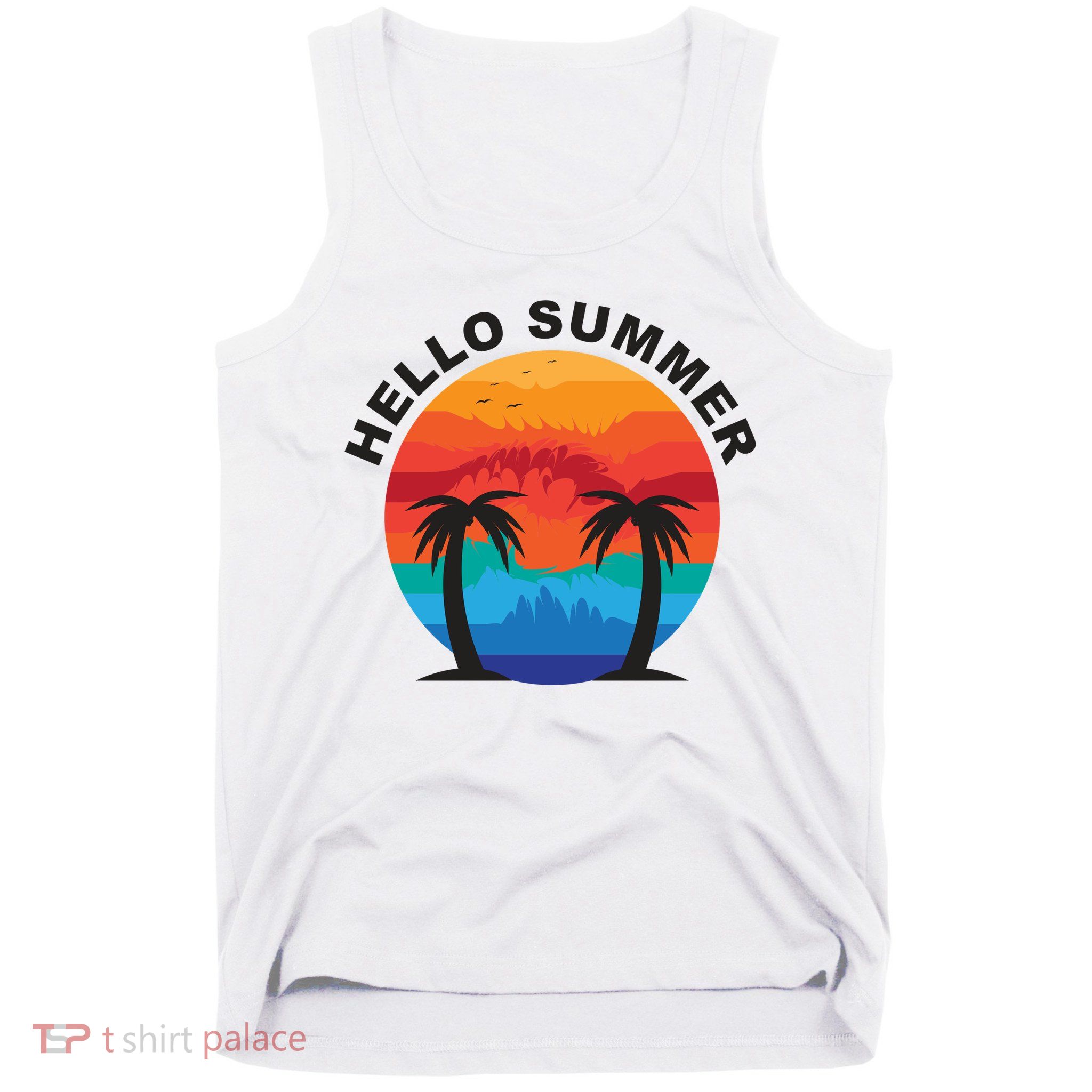 Hello Summer Tropical Sunset Beach Tank Top