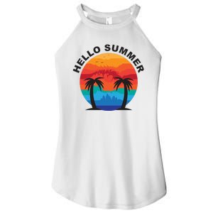 Hello Summer Tropical Sunset Beach Women's Perfect Tri Rocker Tank