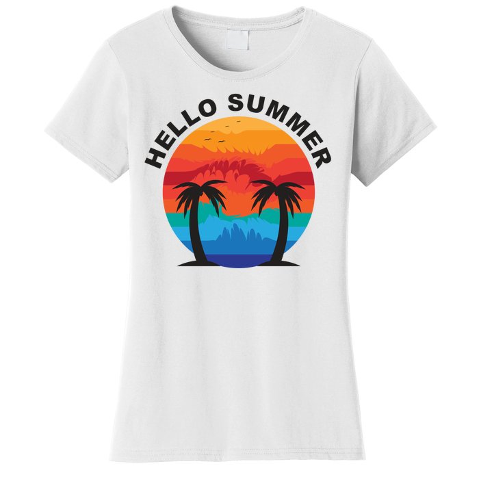 Hello Summer Tropical Sunset Beach Women's T-Shirt