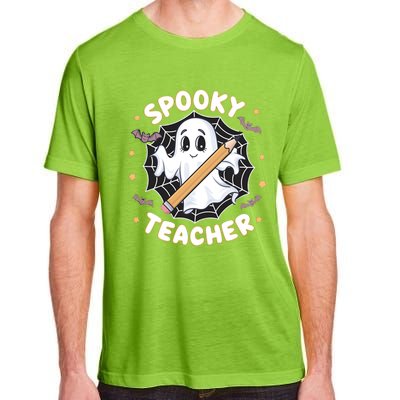 Halloween Spooky Teacher Ghost Bats And Spiderweb Design Gift Adult ChromaSoft Performance T-Shirt